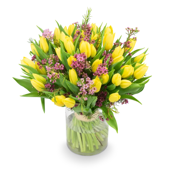 Bouquet of yellow tulips